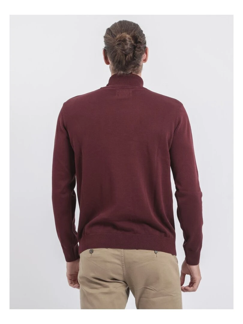 Pull col roulé pur coton LODIRK Bordeaux
