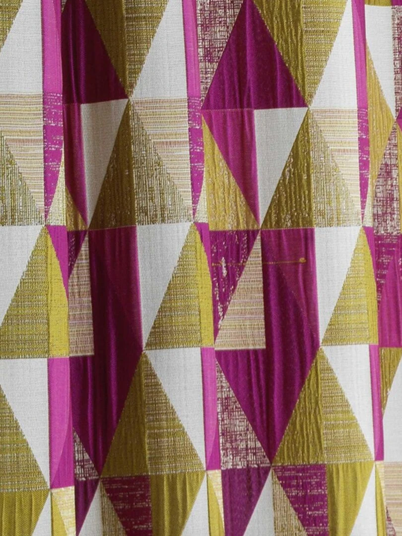 Rideau design à motifs triangulaires   Rose framboise