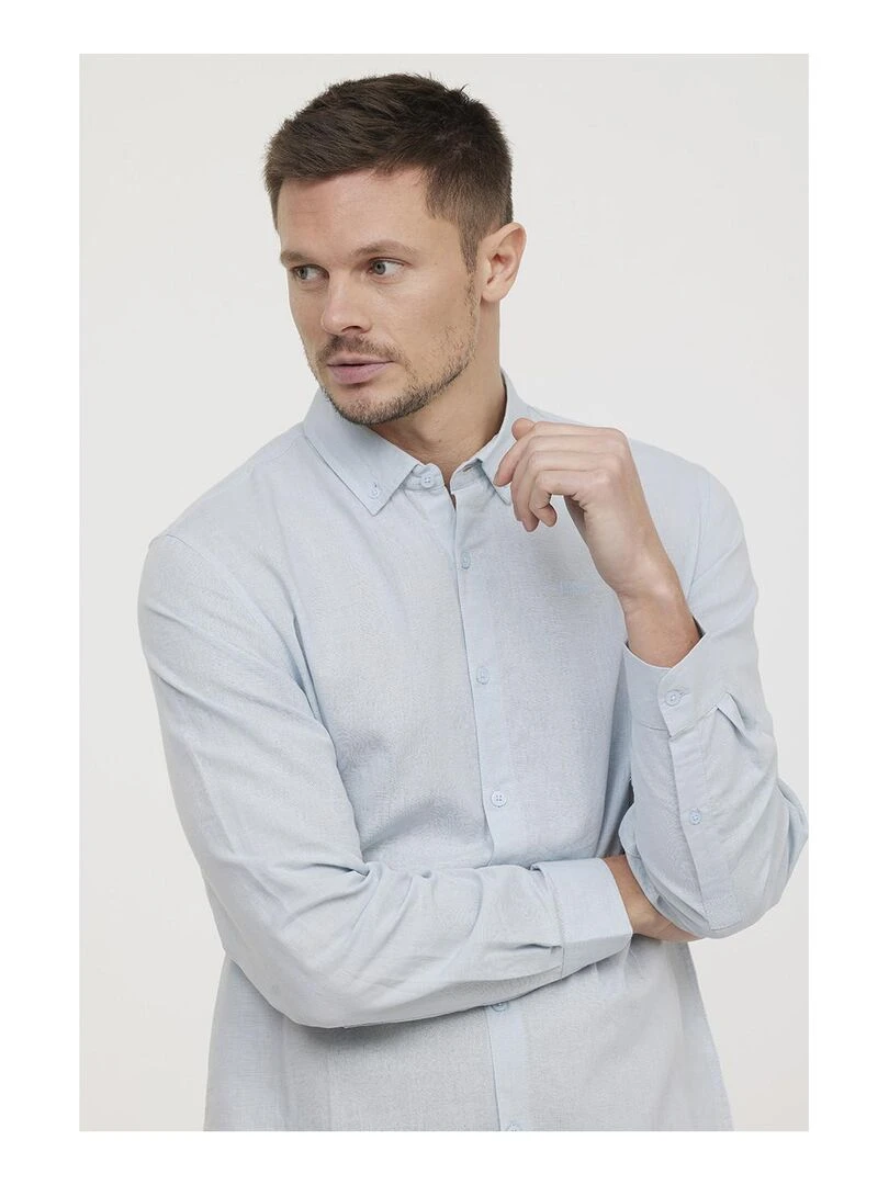 Lee Cooper   Chemise manches longues coton regular DUKO   Bleu gris