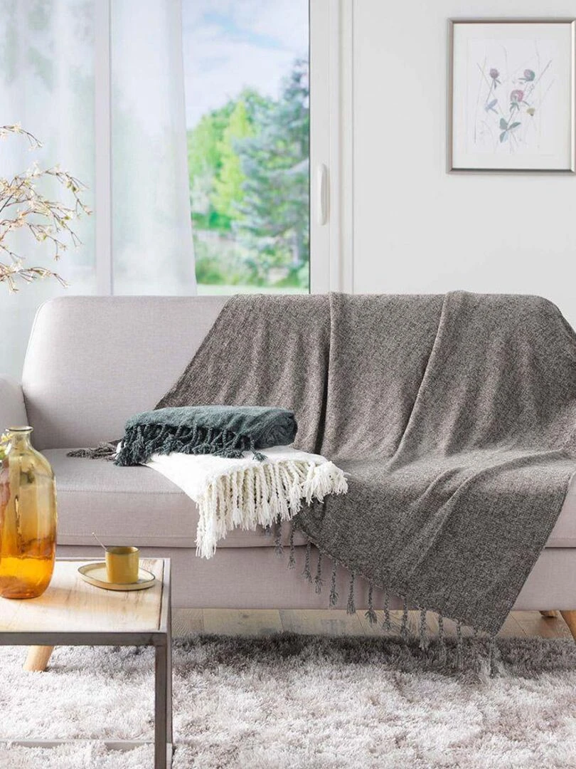 Plaid Chenille uni Melissa Taupe