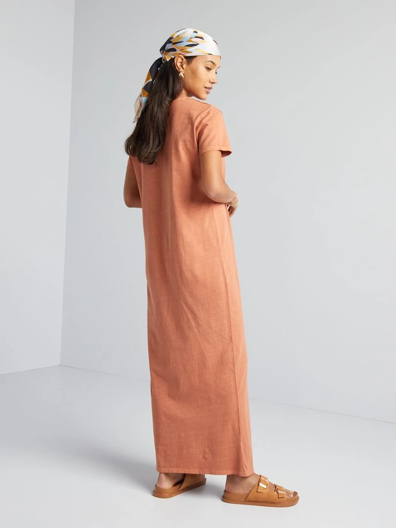 Robe T shirt maxi Marron