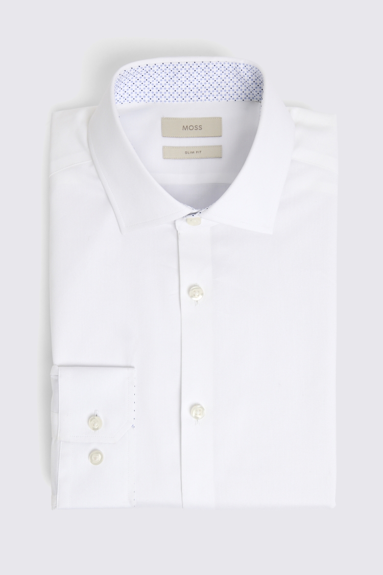 Slim Fit White Stretch Contrast Shirt   Buy Online at Moss