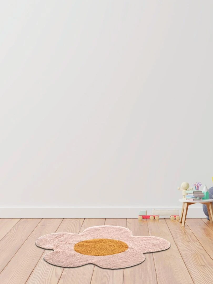 Future Home   Tapis enfant en forme de fleur en coton tufté rose   Rose