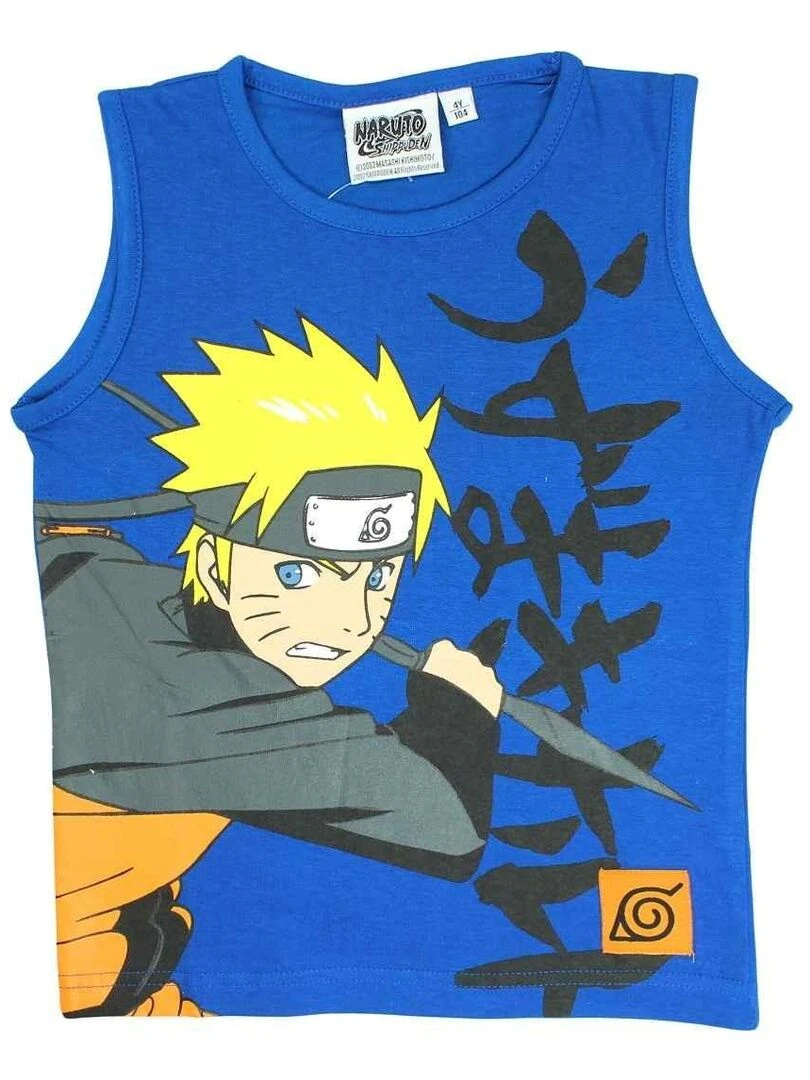 Disney T shirt garçon imprimé Naruto en coton Bleu