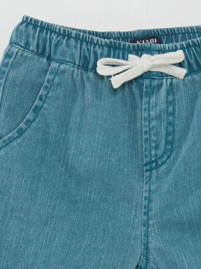 Pantalon paperbag en jean   Bleu