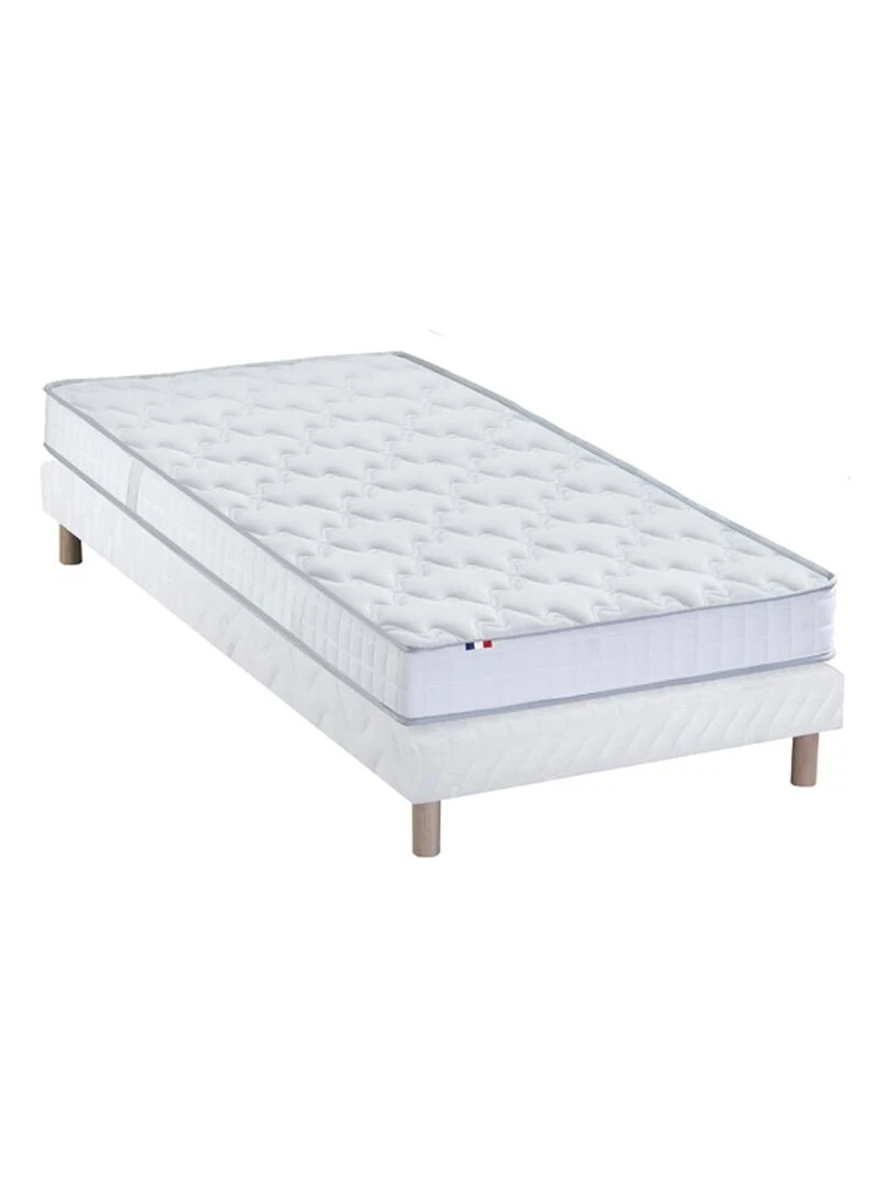 Ensemble Matelas Mousse à Mémoire de forme et mousse HR ZENITH + Sommier Sommier Blanc Blanc