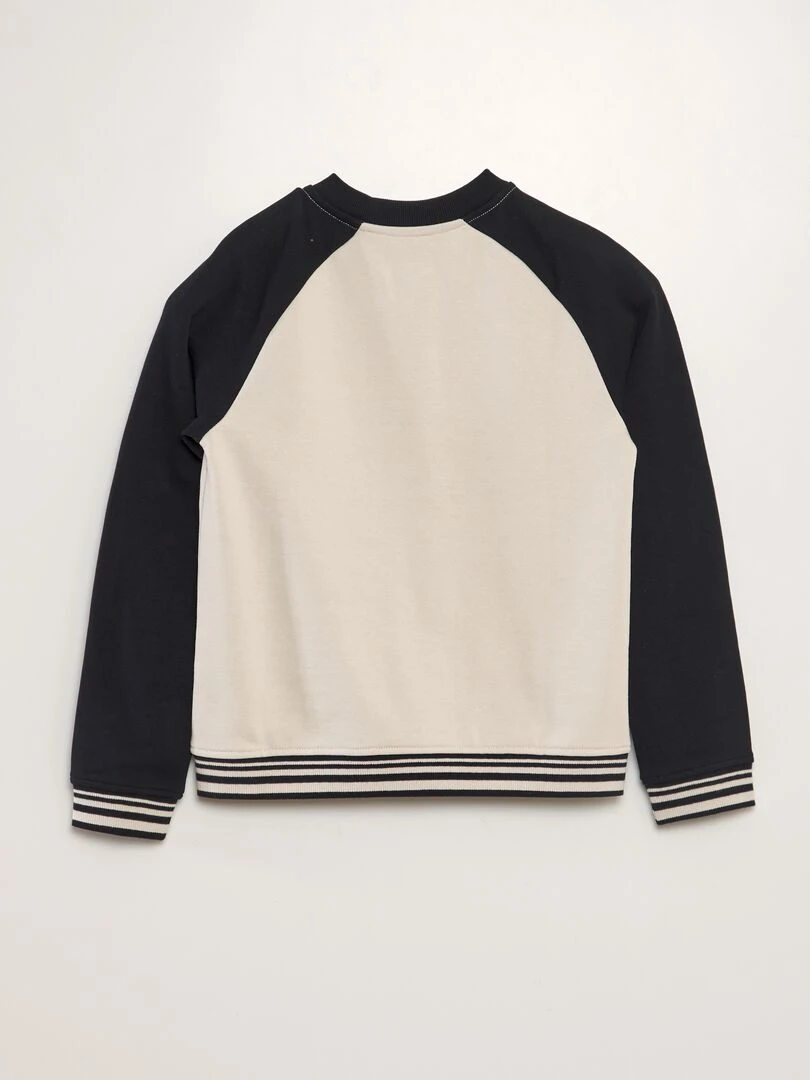 Sweat zippé en molleton fin   Beige/noir