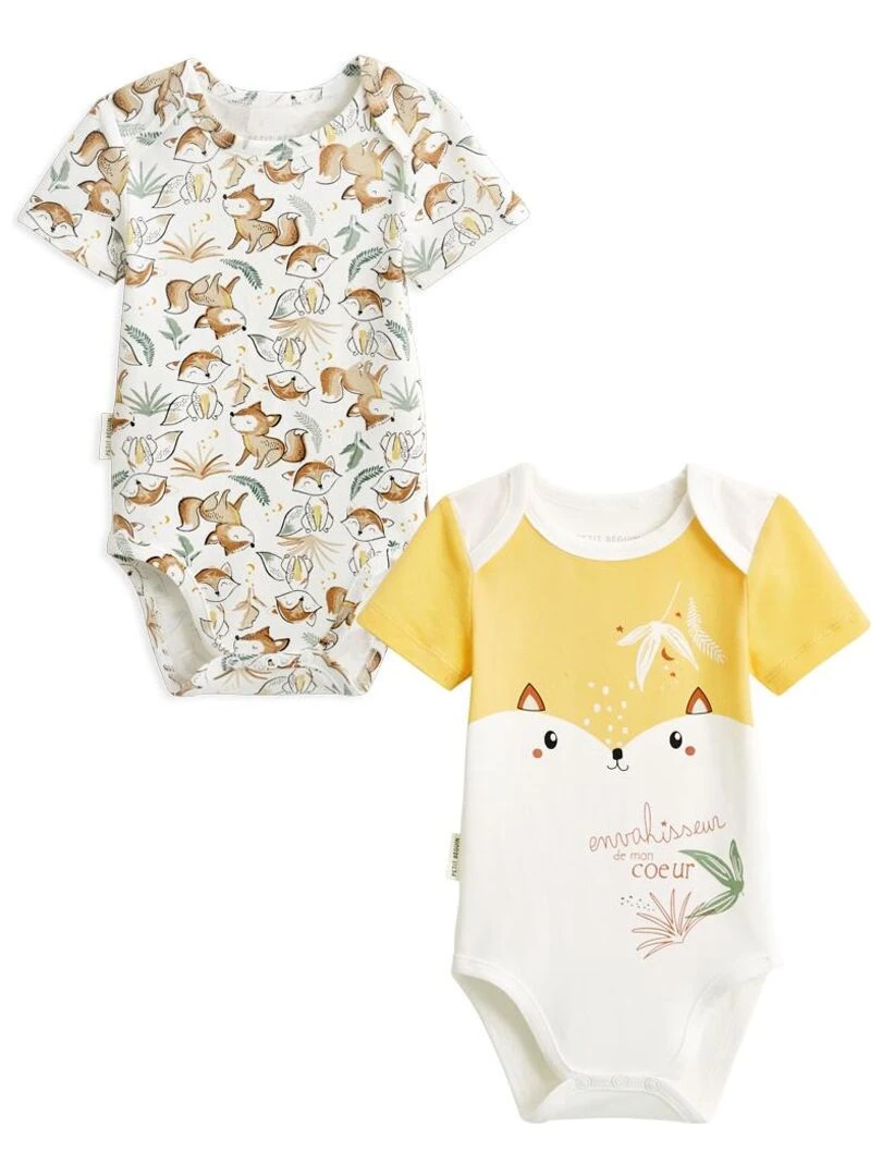 Lot de 2 bodies bébé manches courtes Petit Envahisseur Jaune