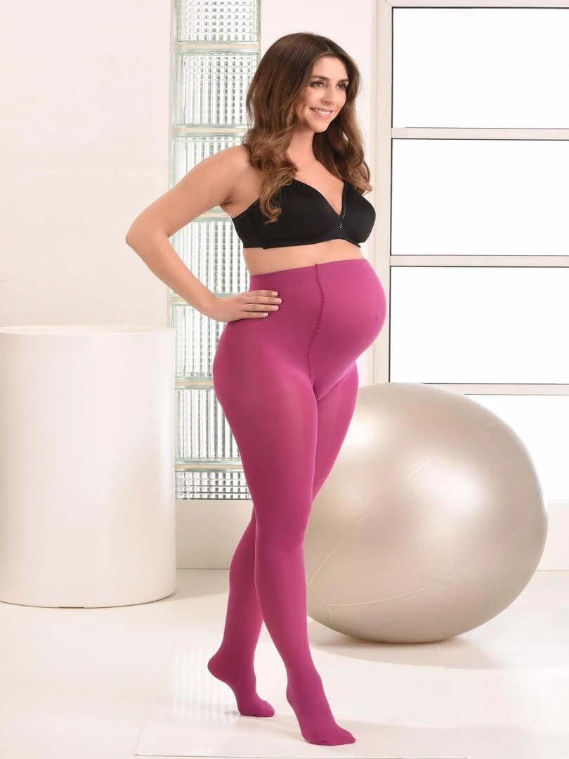 3 Pack Collants de grossesse opaques confortables 60den Rose fushia