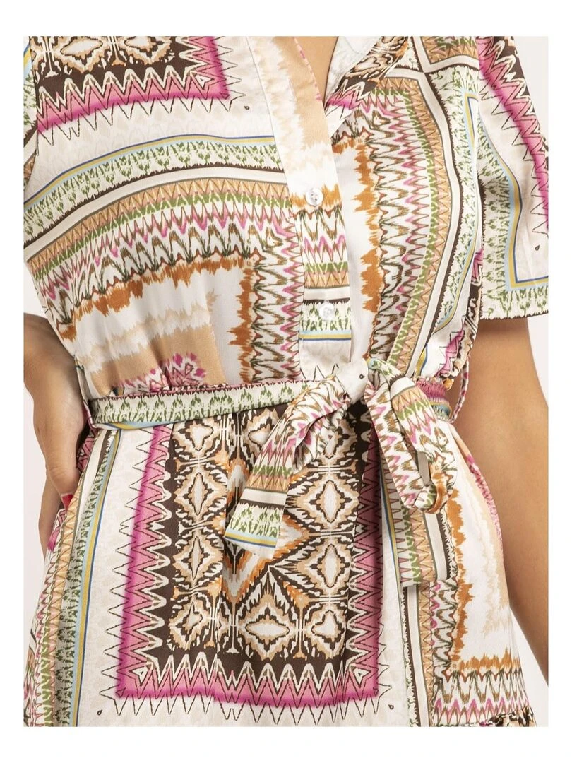 Robe longue motifs ILLUZI   Ecru