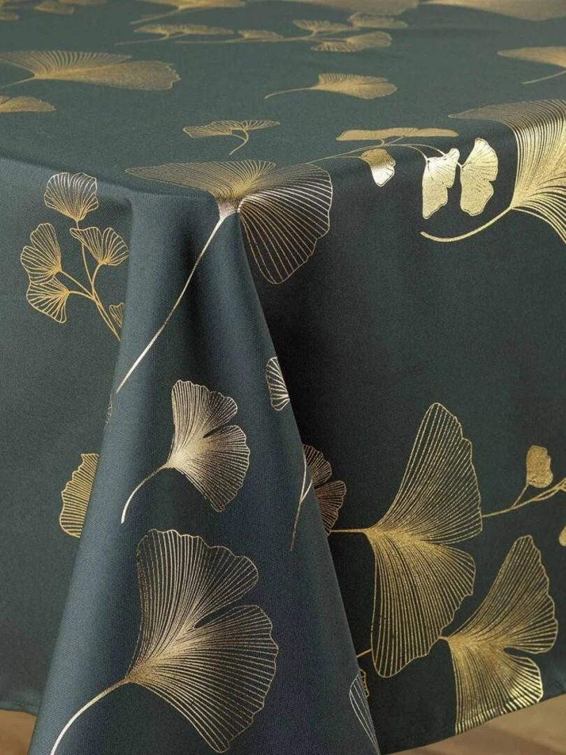 Nappe rectangulaire 150x240 cm métallisé Bloomy vert or Vert