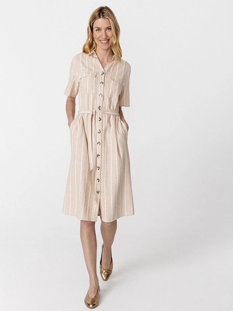 Robe chemise mélange lin   Damart   Marron cappuccino