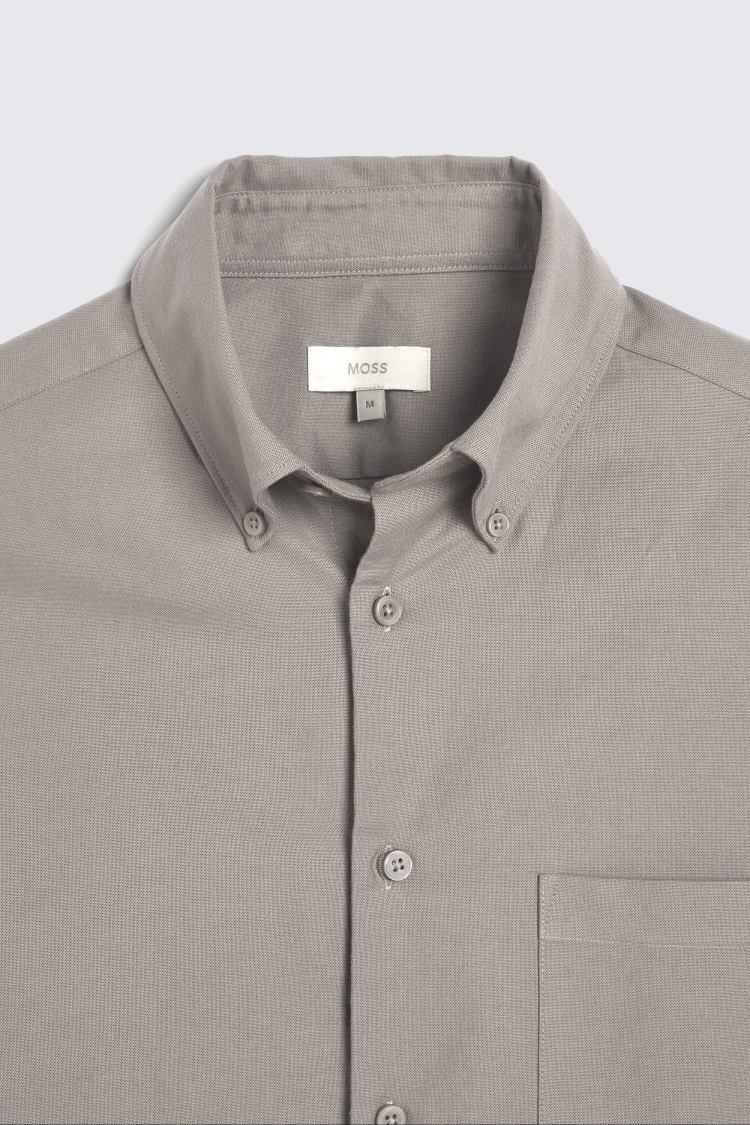 Dark Taupe Washed Oxford Shirt    Buy Online at Moss