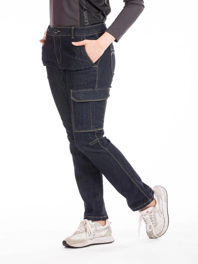 Jeans de travail multi poches stretch brut BETTYA 'Rica Lewis' Bleu