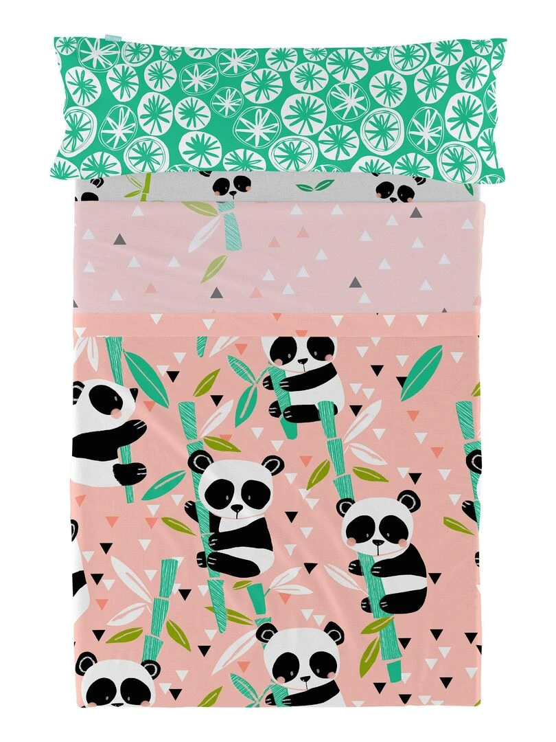 Parure de lit 2 pièces Panda garden "Happyfriday"   Rose