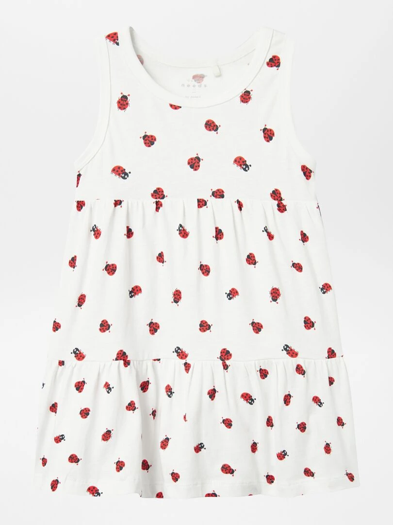 Robe imprimée à étages BLANC