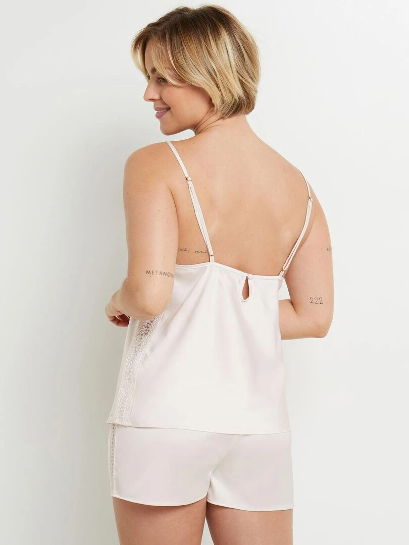 Top satin Chimene RougeGorge Lingerie Blanc