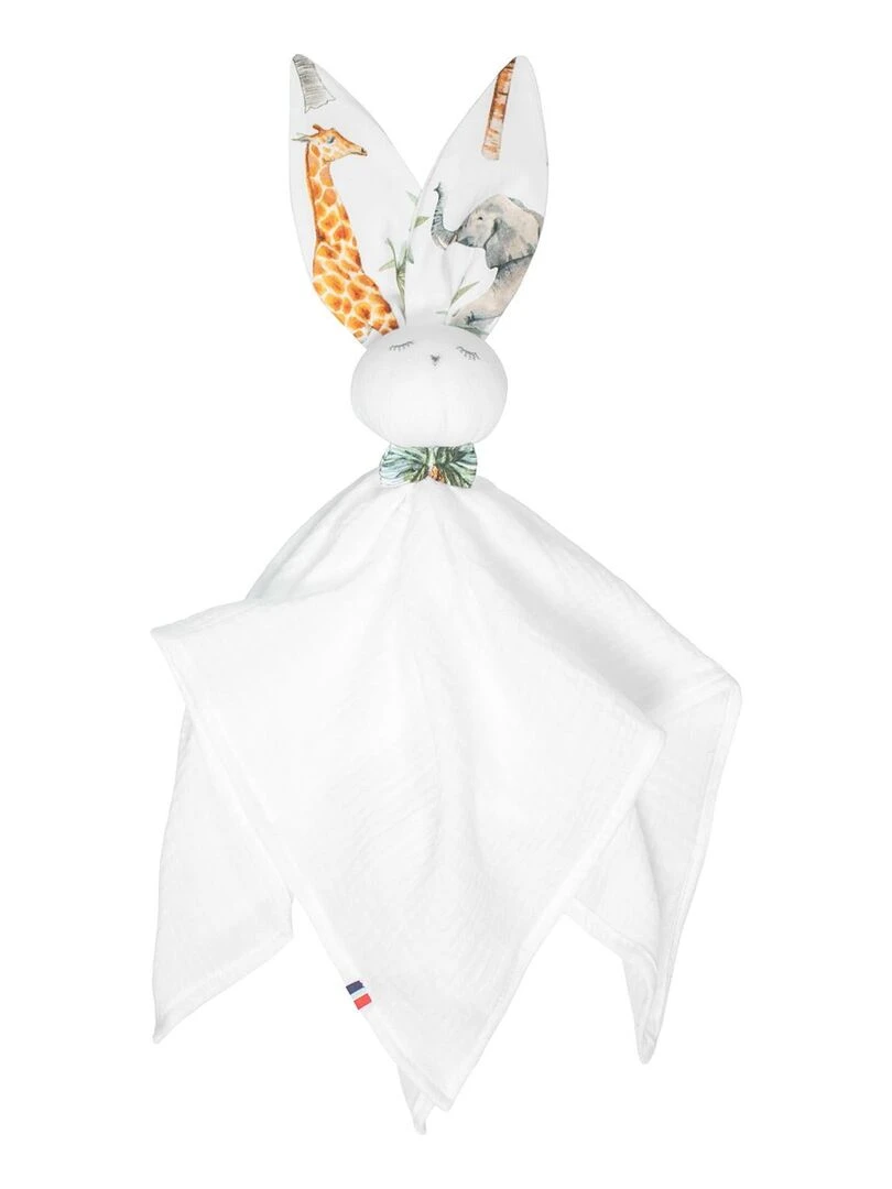Doudou plat Lapin Safari Blanc