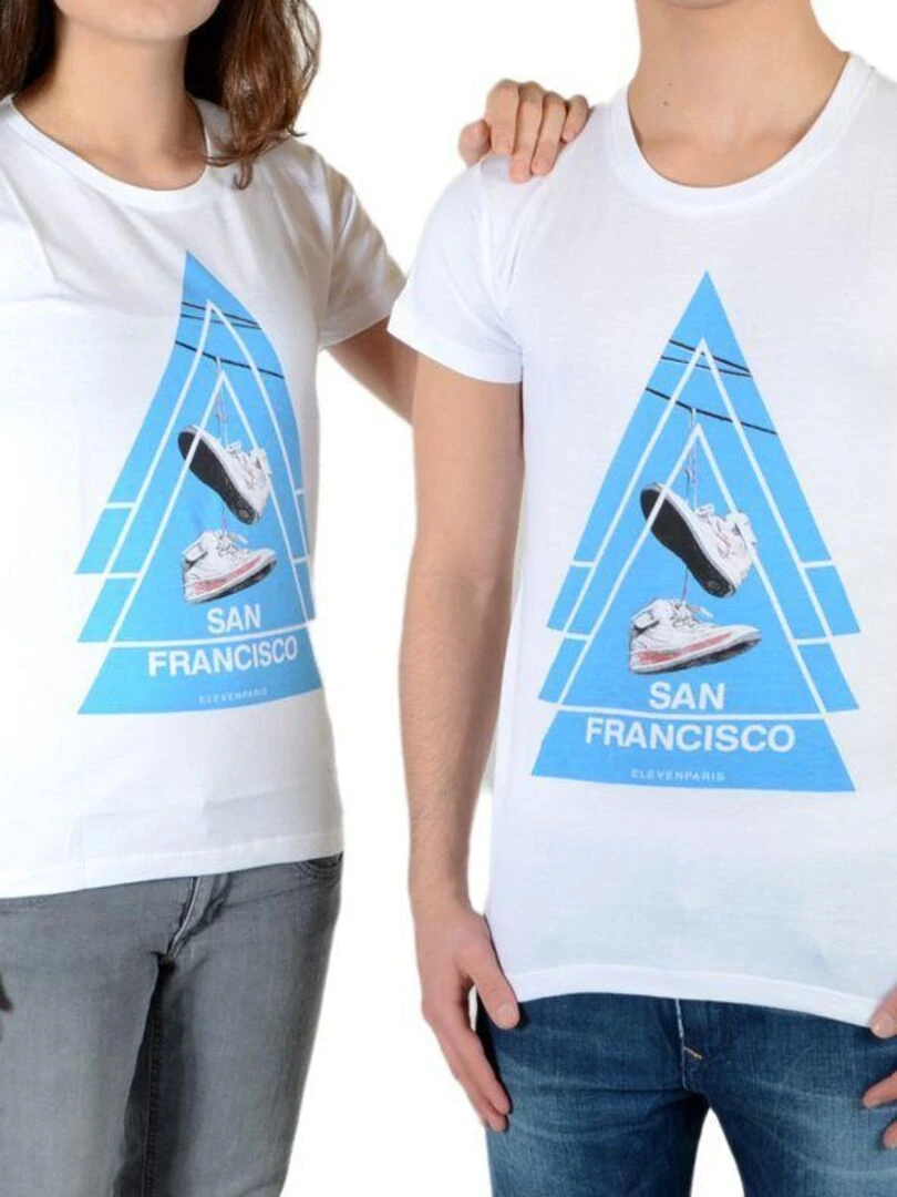 Tee Shirt Little Eleven Paris SF SS Mixte garçon fille Blanc Blanc