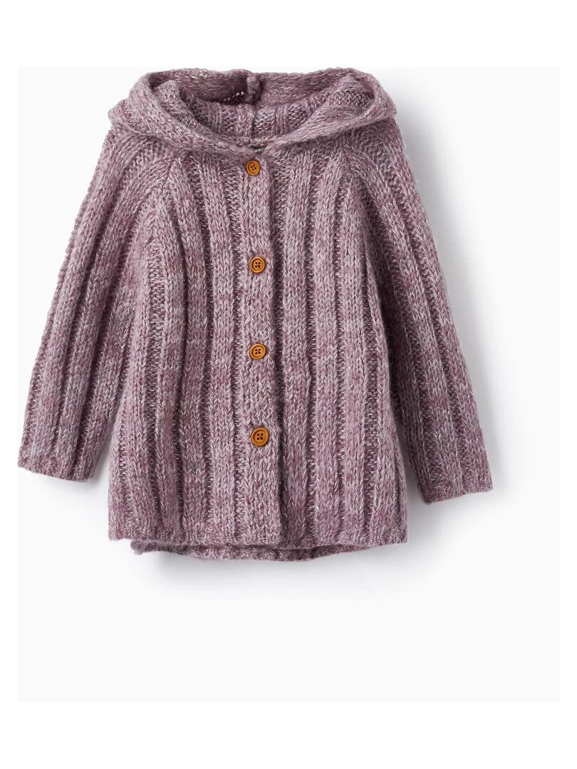 Gilet en Maille avec Capuche pour Bébé Fille NORTHERN CALLING Gris clair