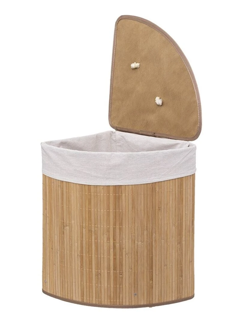 Panier à linge 48L angle bambou   Beige