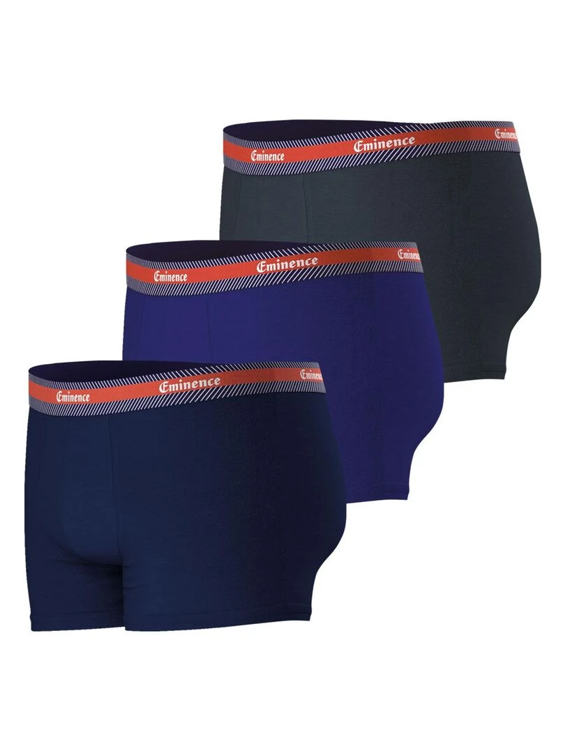 Lot de 3 boxers homme Sélection Coton Bio   Bleu Gris