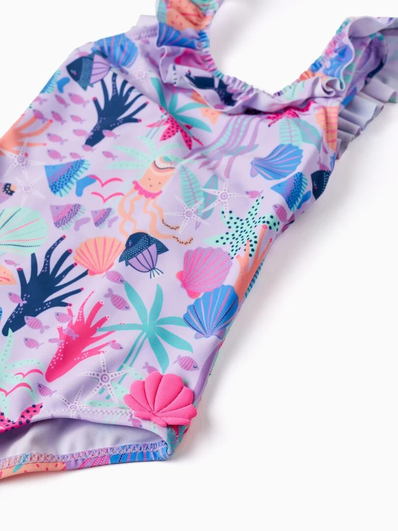 Maillot de Bain UPF80 pour Bébé Fille 'Coraux Marins'   Mauve