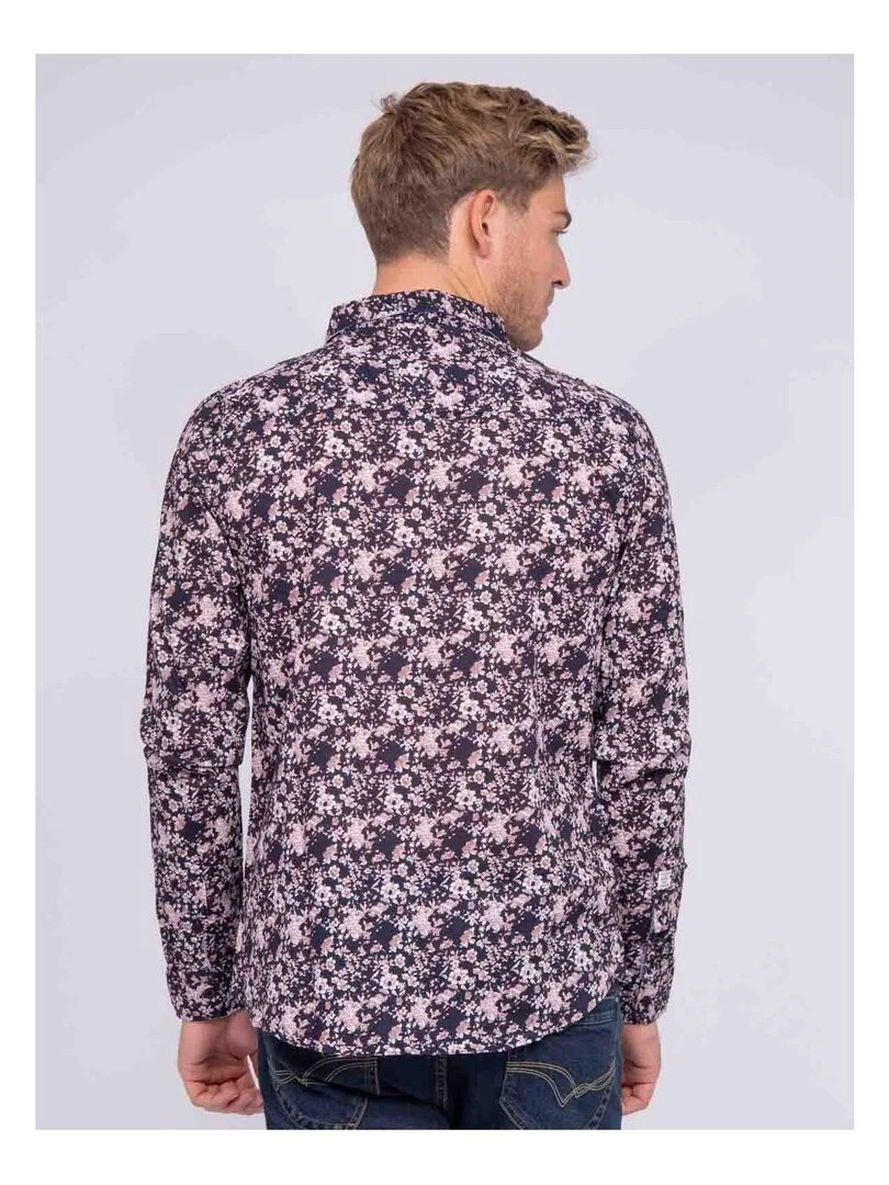 Chemise manches longues à motif DANAEL Bleu marine