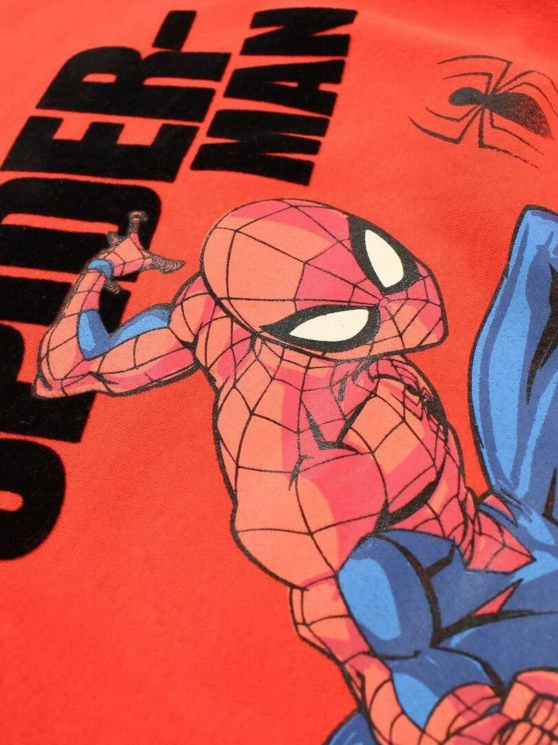 Disney   Sweat garçon imprimé Spiderman en coton   Rouge