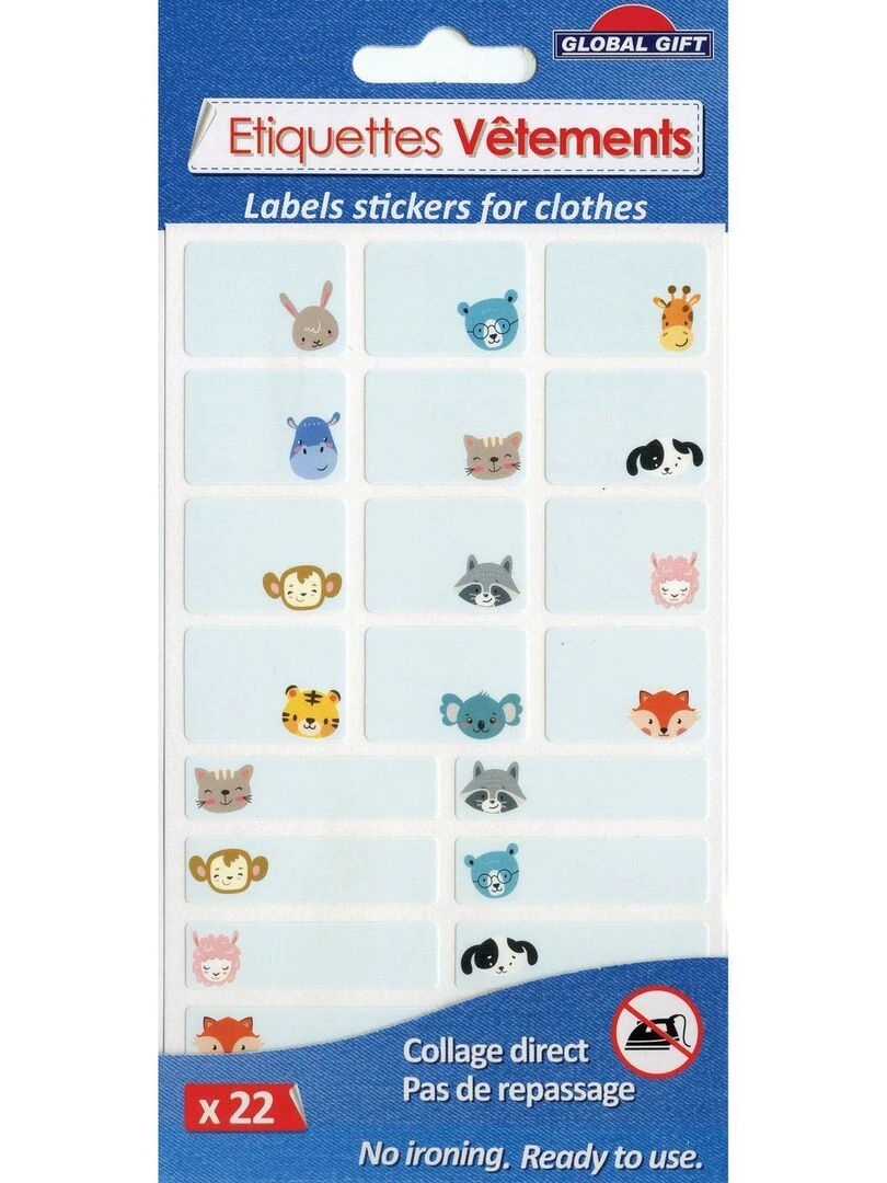 22 Etiquettes textiles Petits animaux Non thermocollantes 2 formats N/A