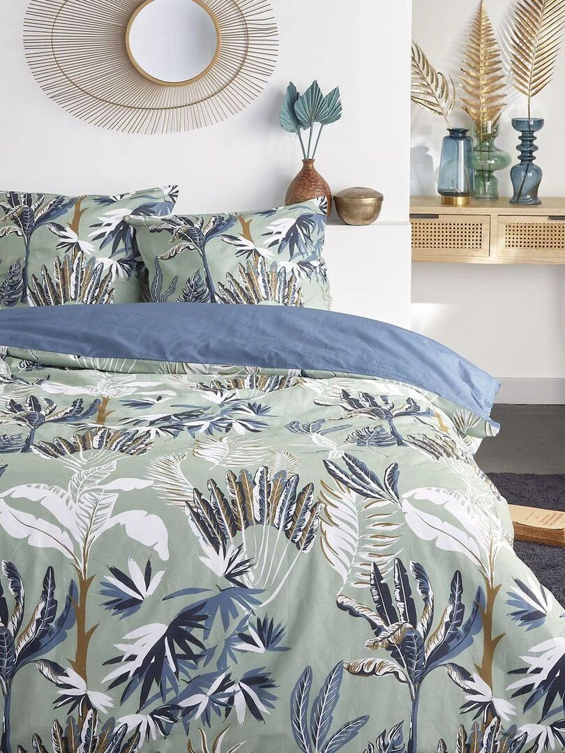 Parure de lit imprimé Floral Coton SUNSHINE LOGAN Vert