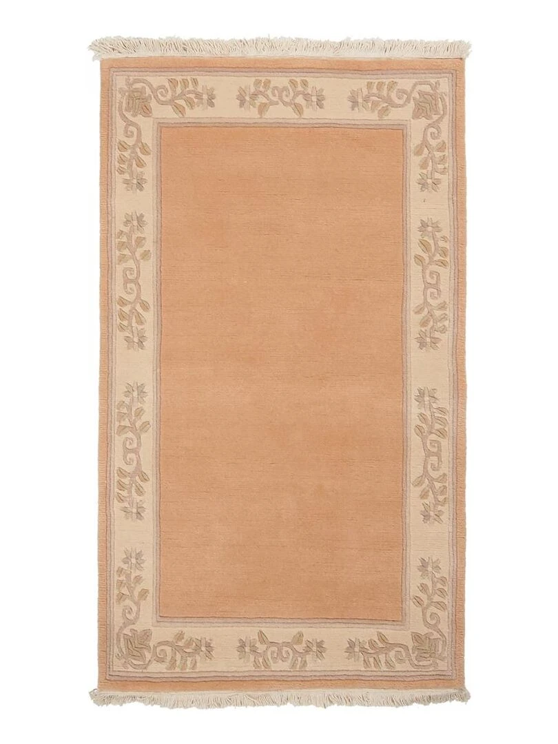 Tapis salon noué main en laine NAPISSA Beige