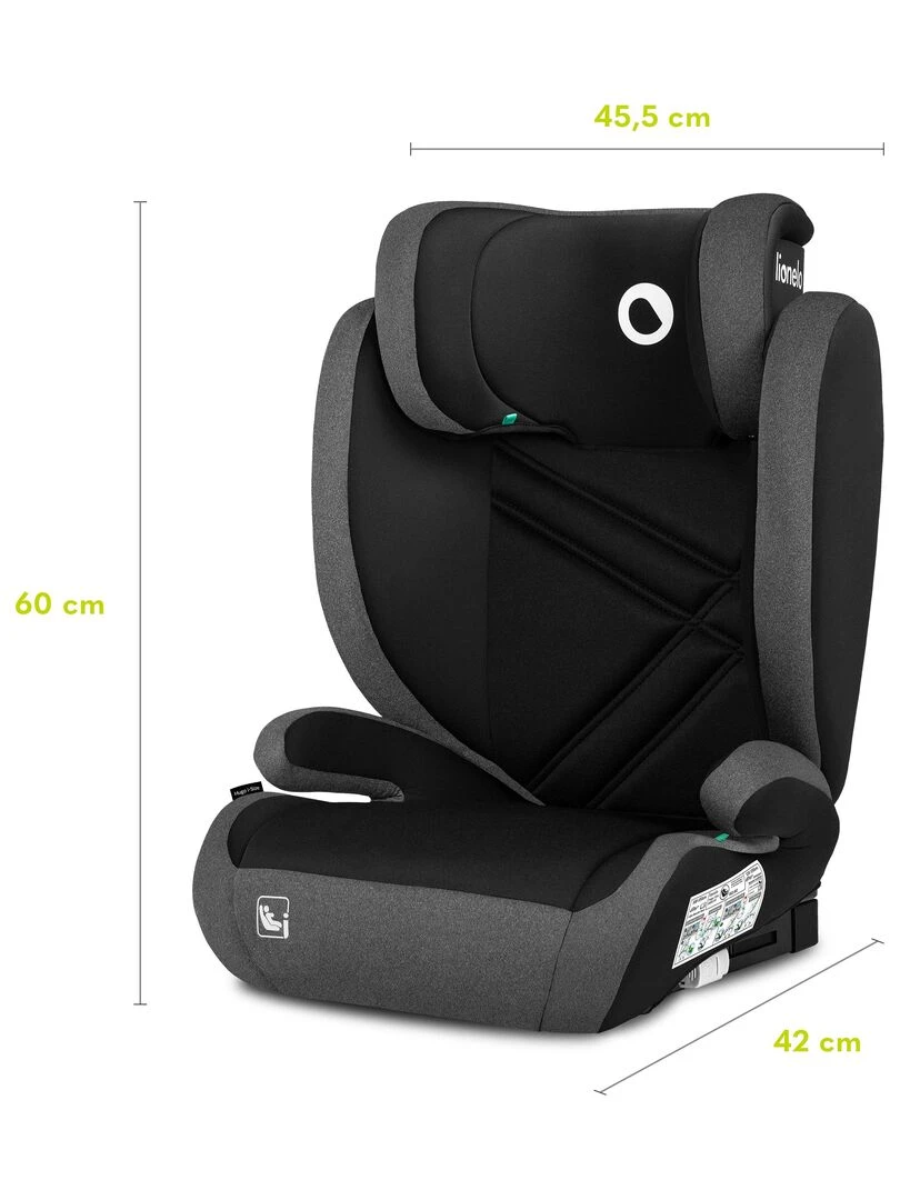 Siège auto évolutif LIONELO Hugo i Size   ISOFIX   Gris   Noir Gris