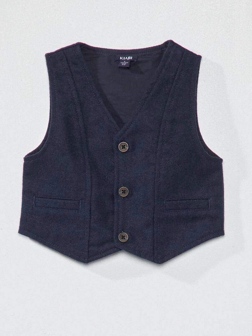 Ensemble chemise + gilet de costume + pantalon   3 pièces   Bleu/beige