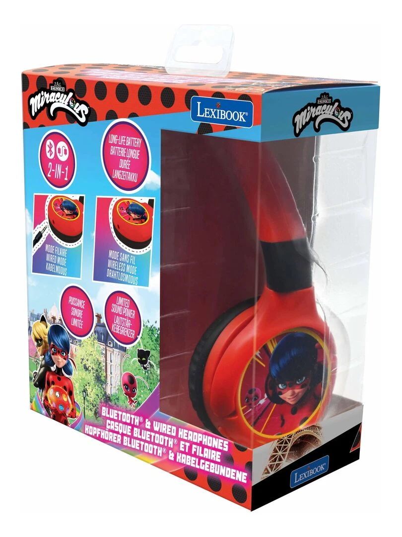 Casque 2 En 1 Bluetooth® Et Filaire Limitation De Son Design Miraculous   N/A
