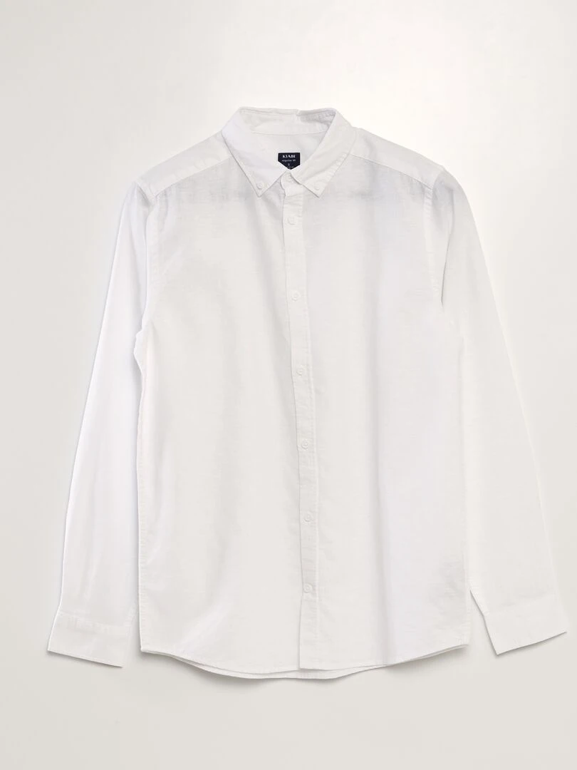 Chemise à manches longues avec lin blanc