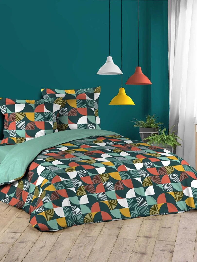 Parure Housse de couette + taie Collection Géo Rythme Multicolore