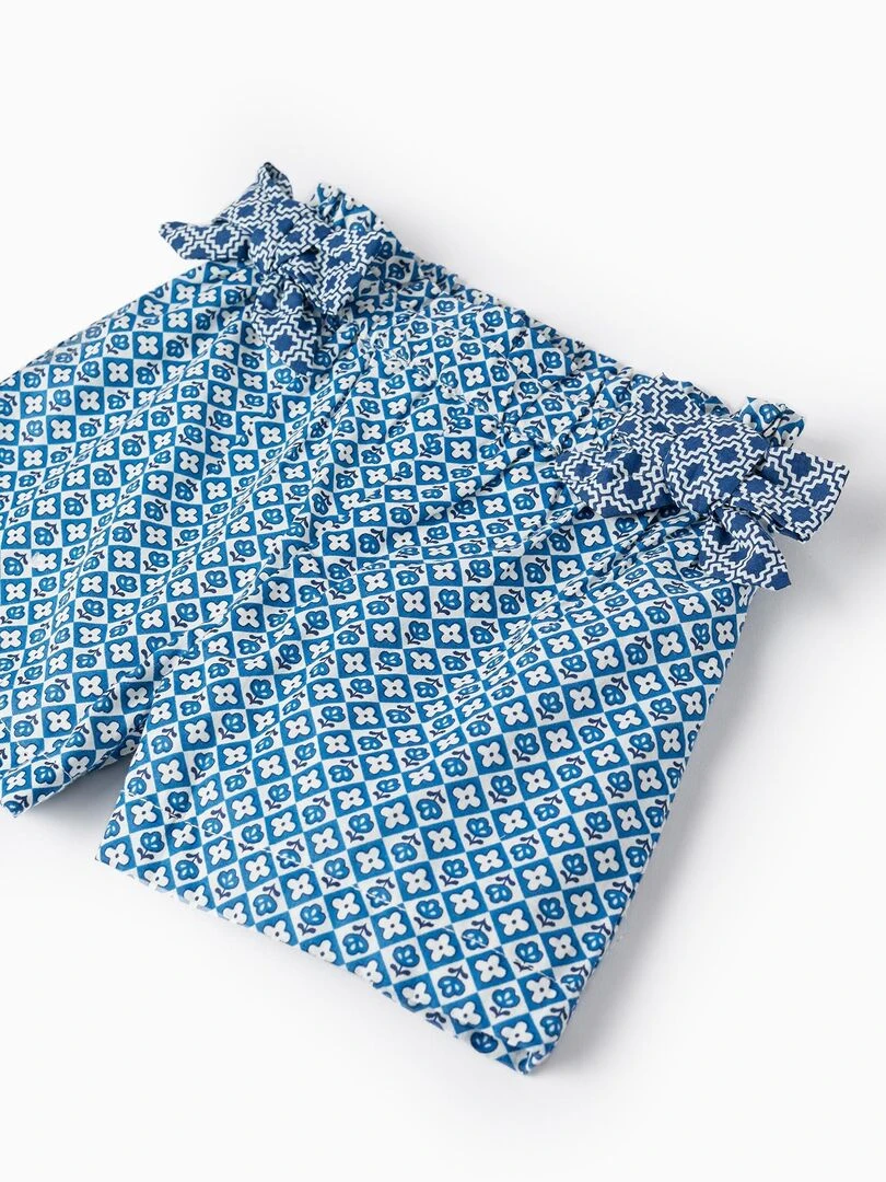 T Shirt + Short avec Nœuds pour Bébé Fille  ATLANTIC COMPANY   Beige clair