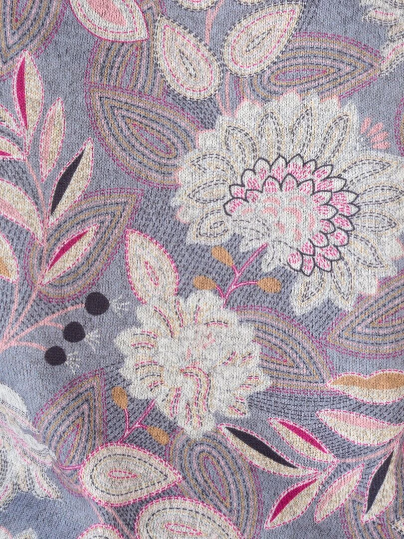 Tee shirt maille chaude fleuri   Damart   Gris
