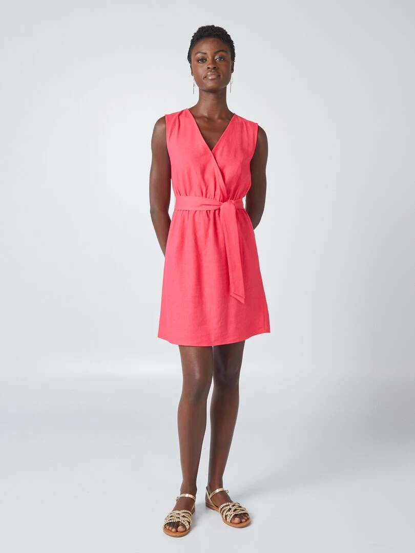 Robe en lin mélangé Framboise