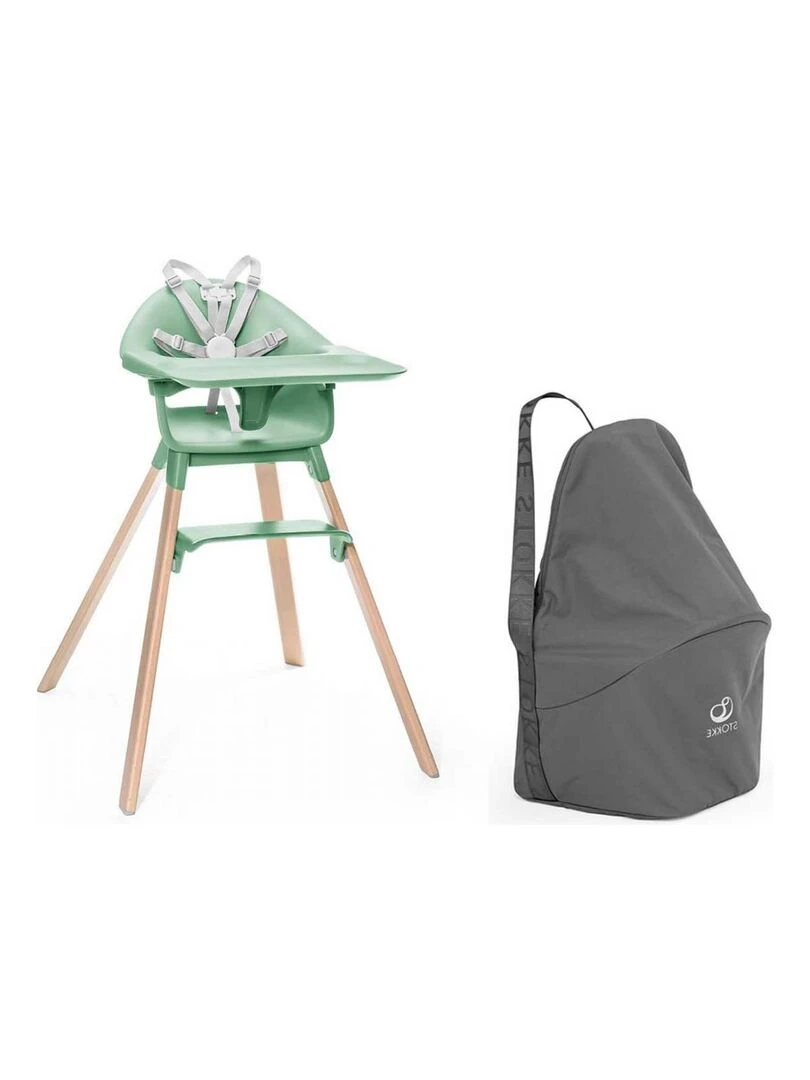 Chaise haute Stokke Clikk vert et sac de transport Vert