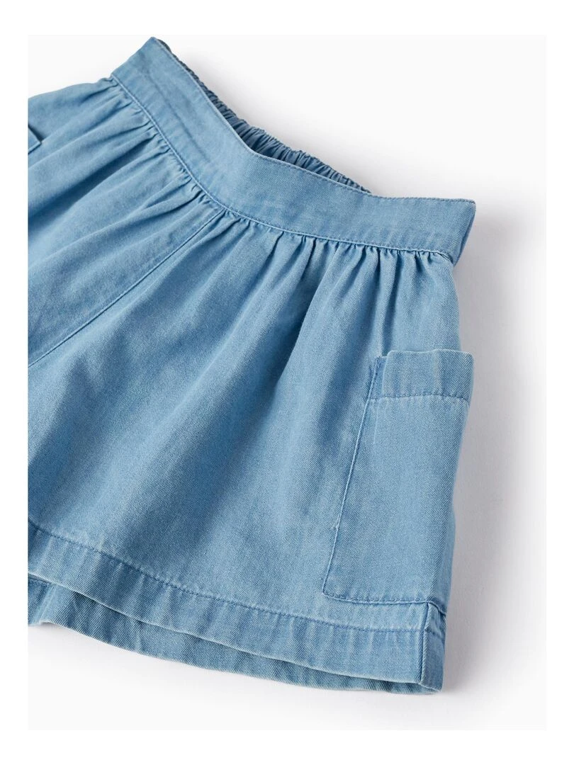 Short en Jean en Coton pour Bébé Fille   Bleu clair