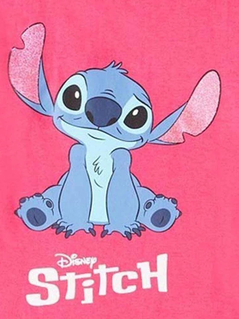 Disney   T shirt fille imprimé Lilo Et Stitch en coton   Rose fushia