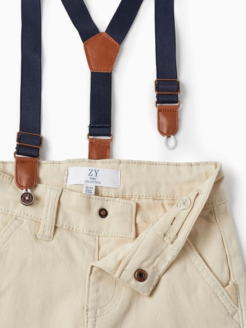 Shorts en sergé avec bretelles pour bébé garçon  MATISSE   Beige