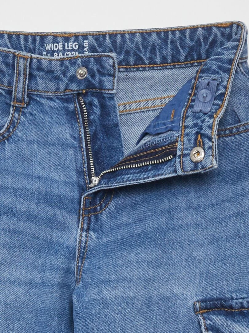 Denim wideleg à poches   Bleu