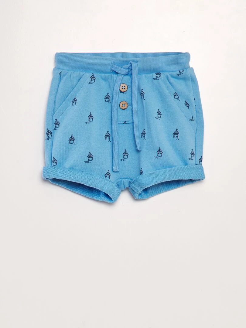 Short en molleton avec imprimé Bleu
