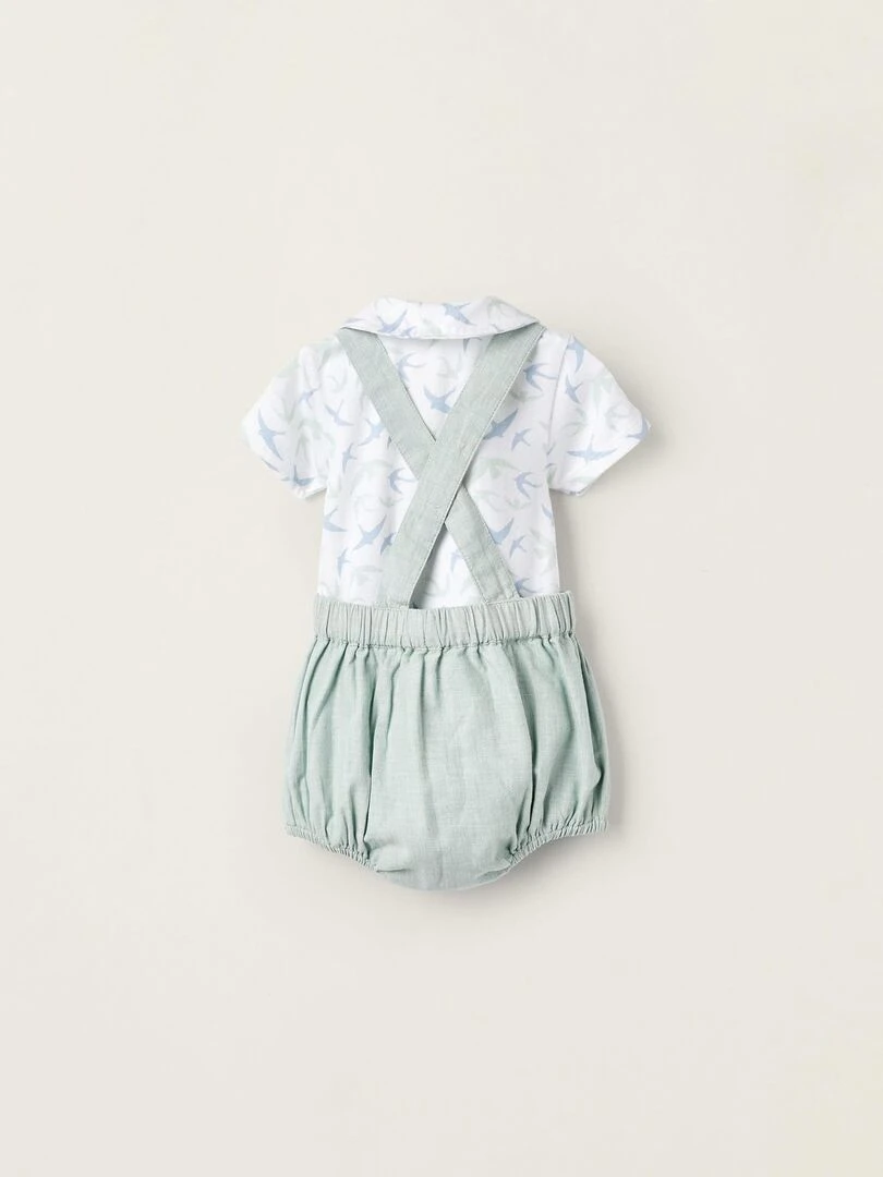 Body + Combinaison pour Nouveau Né 'Hirondelles' ATLANTIC COMPANY Vert clair