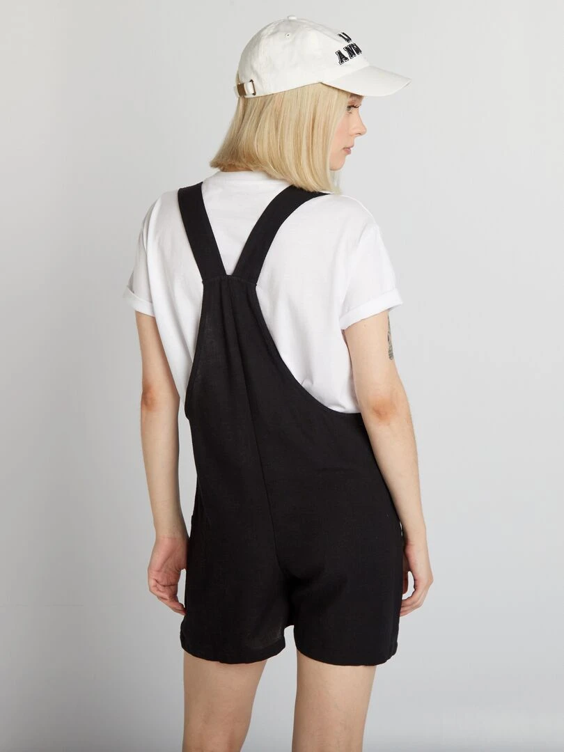 Combishort en lin   noir