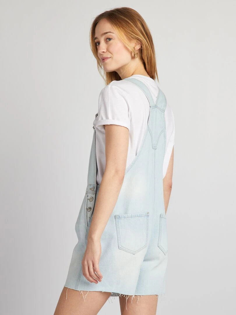 Salopette courte en jean Triple stone