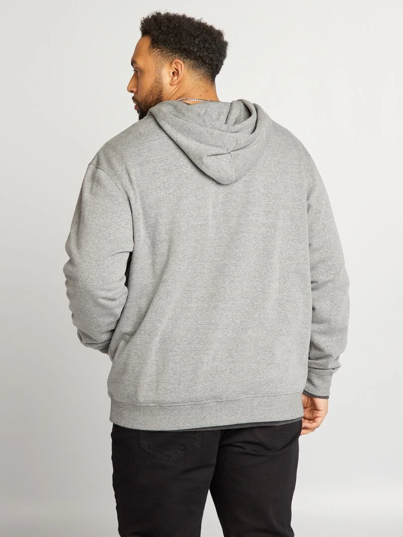 Sweat zippé en molleton à capuche   Gris
